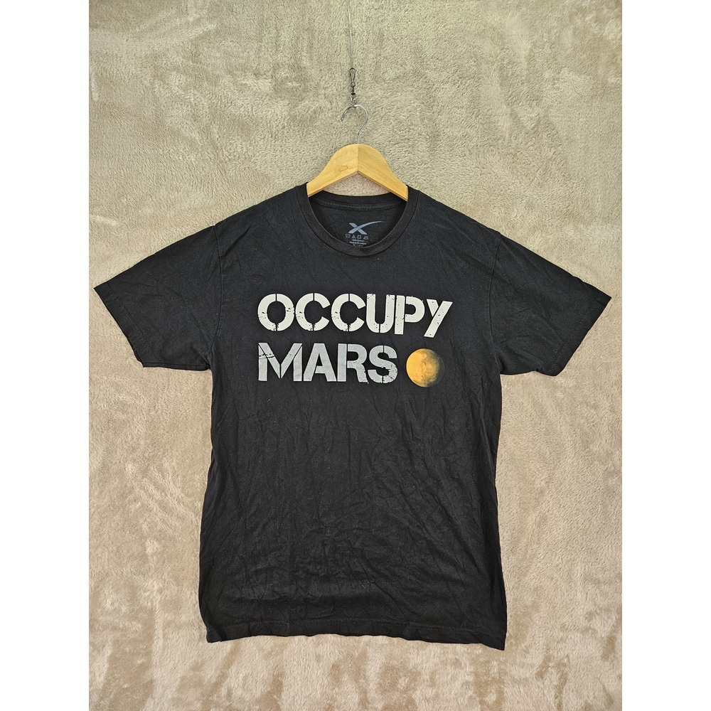 SpaceX Occupy Mars T-shirt Black Tee Moon 2018 Version Size L 100% Cotton